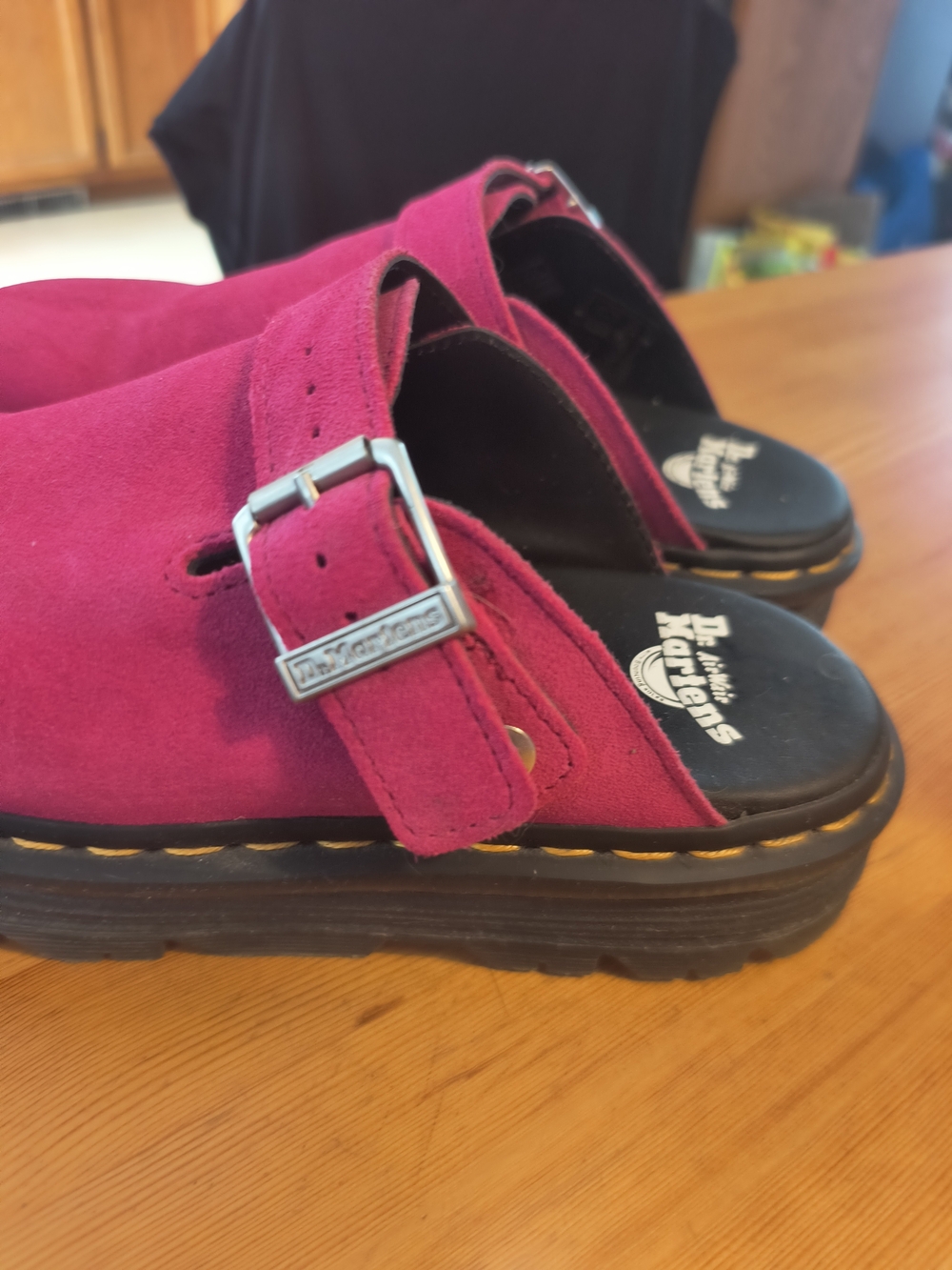Dr. Martens Women's Fuchsia Suede Buckle Clog - Picture 7 of 7